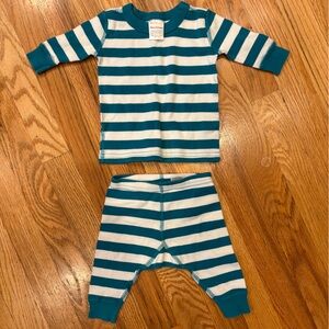 Hanna Andersson Teal and White Striped Outfit